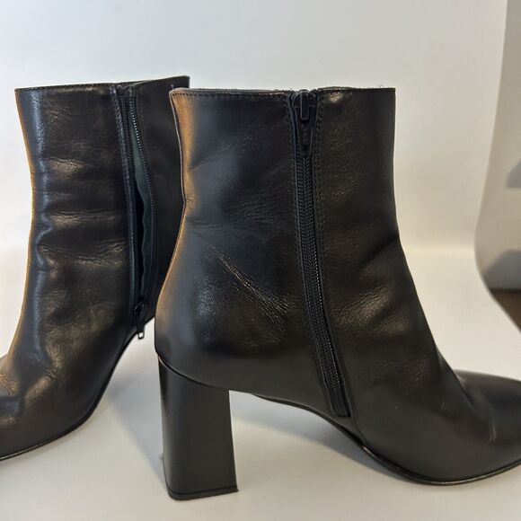 Napoleon Davos Gomma Leather Heeled Mid-calf Booties 40 Black Side-zip - Picture 11 of 15